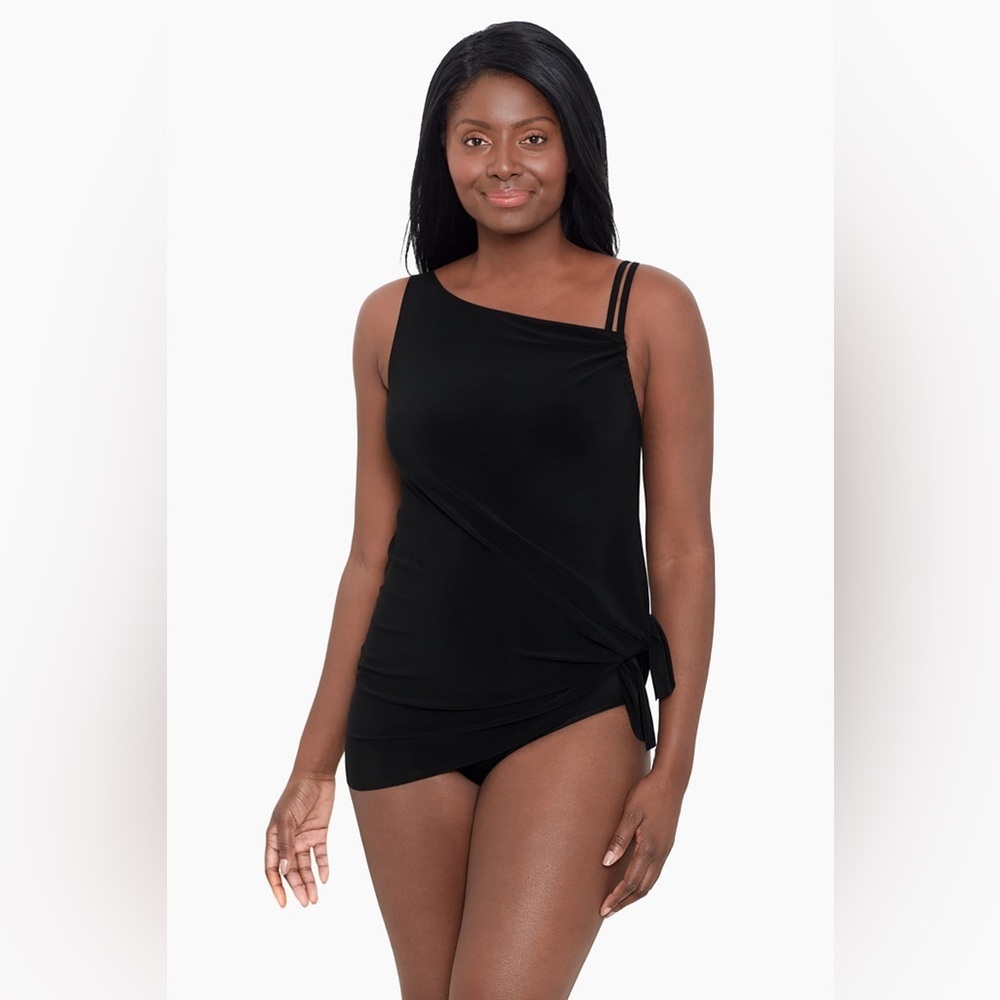TRIMSHAPER Solid Brianna Tie Side Slimming One Piece Swimsuit US 12